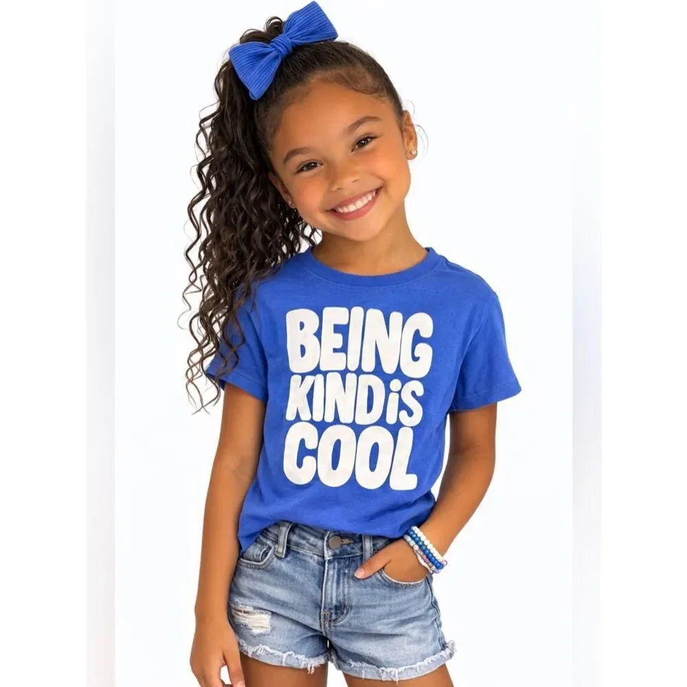 Kindness Shirt Kids Old Navy Blue “Being Kind Is Cool” Graphic Tee Size S 6-7